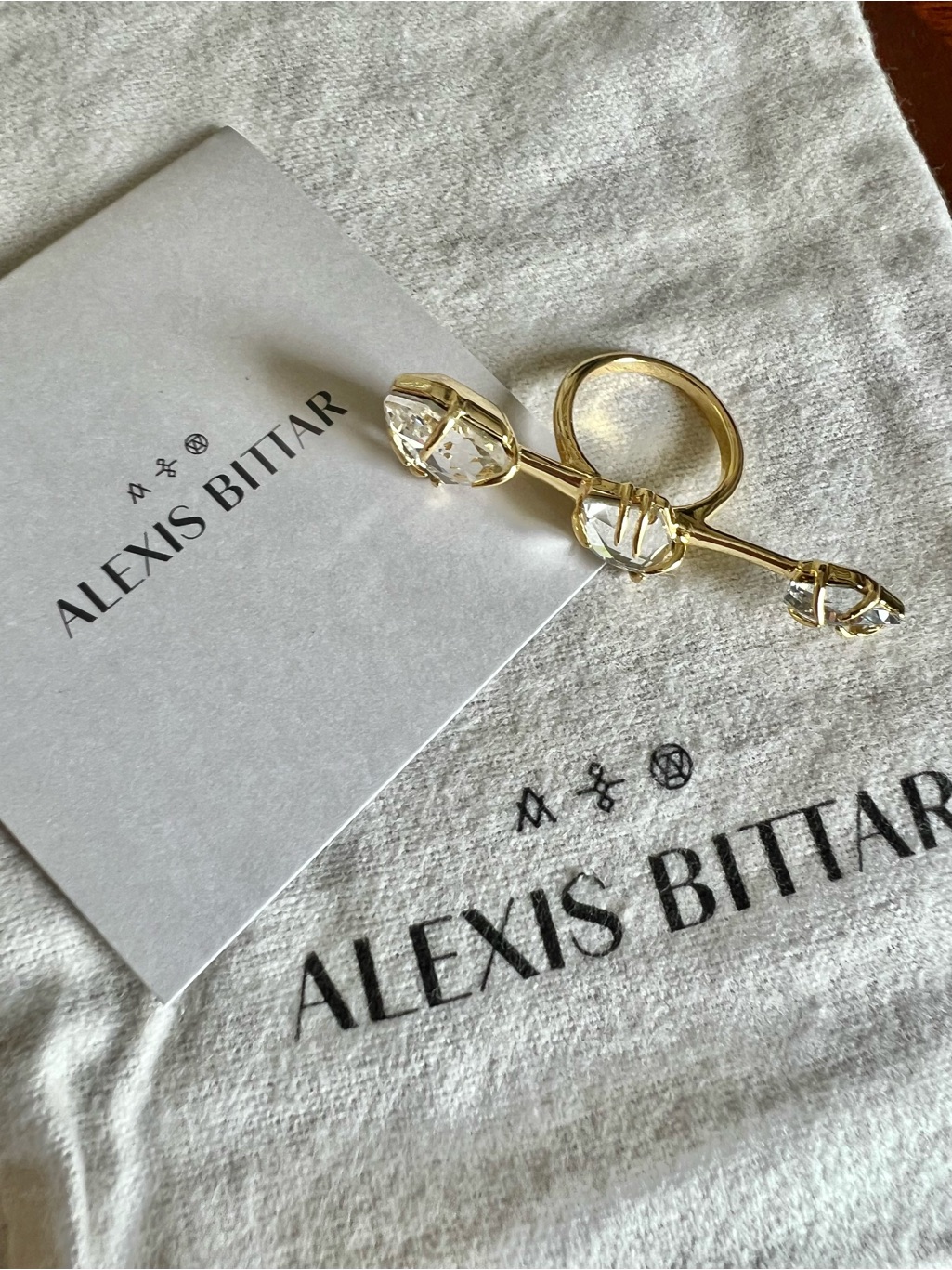 Alexis Gold Crystal Bar Ring